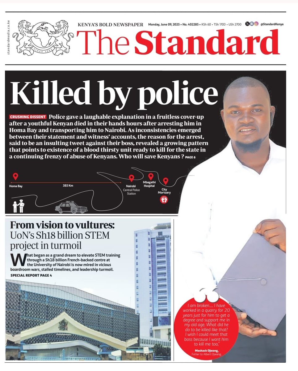 samie_luizy's tweet photo. If I was monied I would have this on a billboard on State House Rd and next to Central Police. For now I will be in the streets tomorrow henceforth #JusticeForAlbertOjwang https://t.co/PVbJW0RJgZ