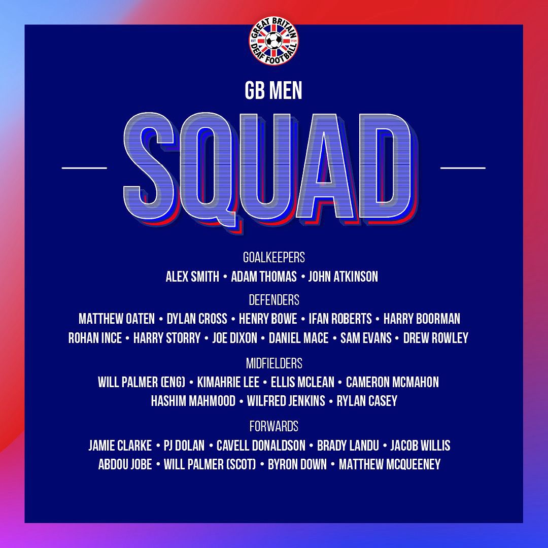 🇬🇧⚽ GB MEN’S DEAF FOOTBALL – TRAINING SQUAD ANNOUNCEMENT ⚽🇬🇧

The road to Deaflympics 2025 in Tokyo begins🇯🇵🔥

30 players have been selected to our training squad as prep ramps up. Every session counts. Let’s go!

#GBDeafFootball #Deaflympics2025 #RoadToJapan #DeafSport