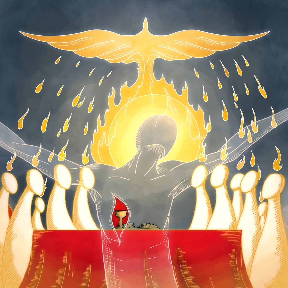 FullofEyesFilms's tweet image. Fall Fire, through whom the Offering
of God to God is made,
Fall and in flames illuminate
His Flesh--in us displayed.
///
For Pentecost Sunday
(Originally shared, Nov. 2018)