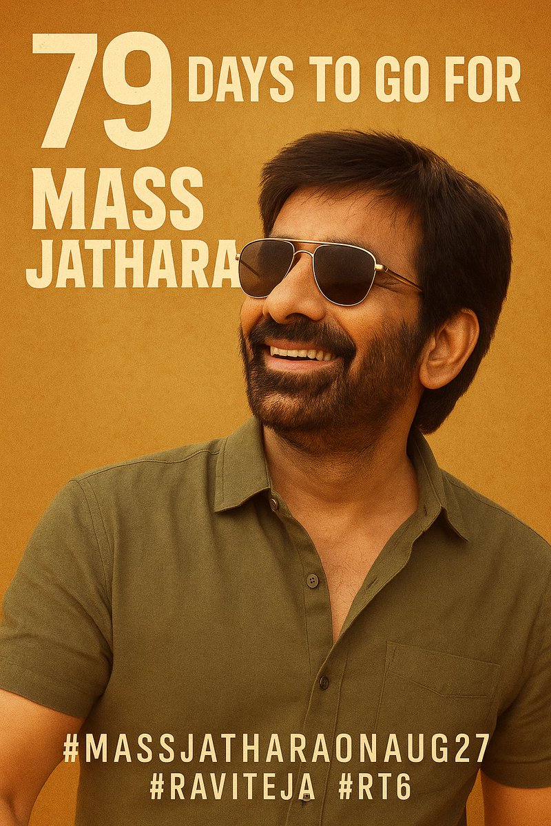iamrounak11's tweet photo. 79 days to go for the biggest festival on screen! 🎉
Mass Maharaja #RaviTeja is coming with full force in #MassJathara 💥
Get ready for fireworks this August 27th!
#79DaysToGo #MassJatharaOnAug27 #RT76 https://t.co/xfjo8MM1Ie