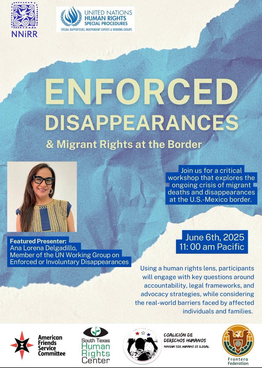 UN Working Group on Enforced Disappearances (@wgeid) on Twitter photo It is important to keep talking and learning about enforced disappearances in the context of migration. Thank you <a href="/NNIRRnetwork/">National Network</a> for organizing this workshop. It is important to keep talking and learning about enforced disappearances in the context of migration. Thank you <a href="/NNIRRnetwork/">National Network</a> for organizing this workshop.
