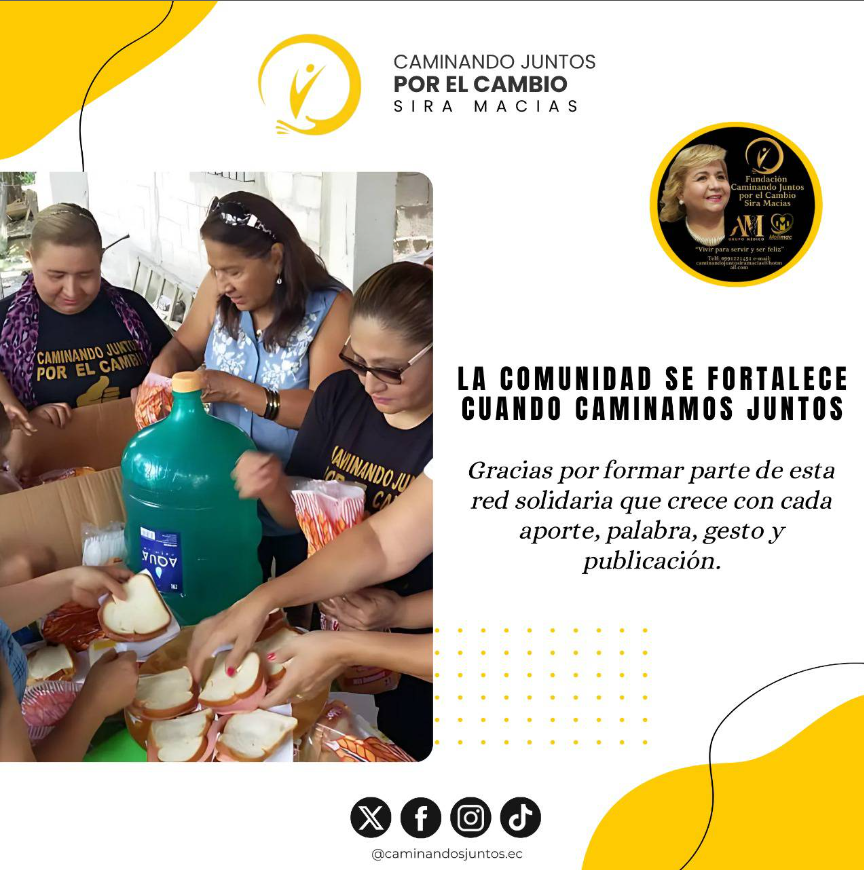 caminajuntos_ec's tweet photo. ⭐️Cada colaboración suma, cada ayuda transforma, y cada mensaje inspira.
Sigamos construyendo juntos una comunidad que cuida, comparte y actúa.
#CaminandoJuntosPorElCambio
#RedSolidaria
#GraciasComunidad
#CierreDeSemana
#UnidosPorElBien
#ReflexiónComunitaria
#ServirConAmor https://t.co/b3dtPVhXz9