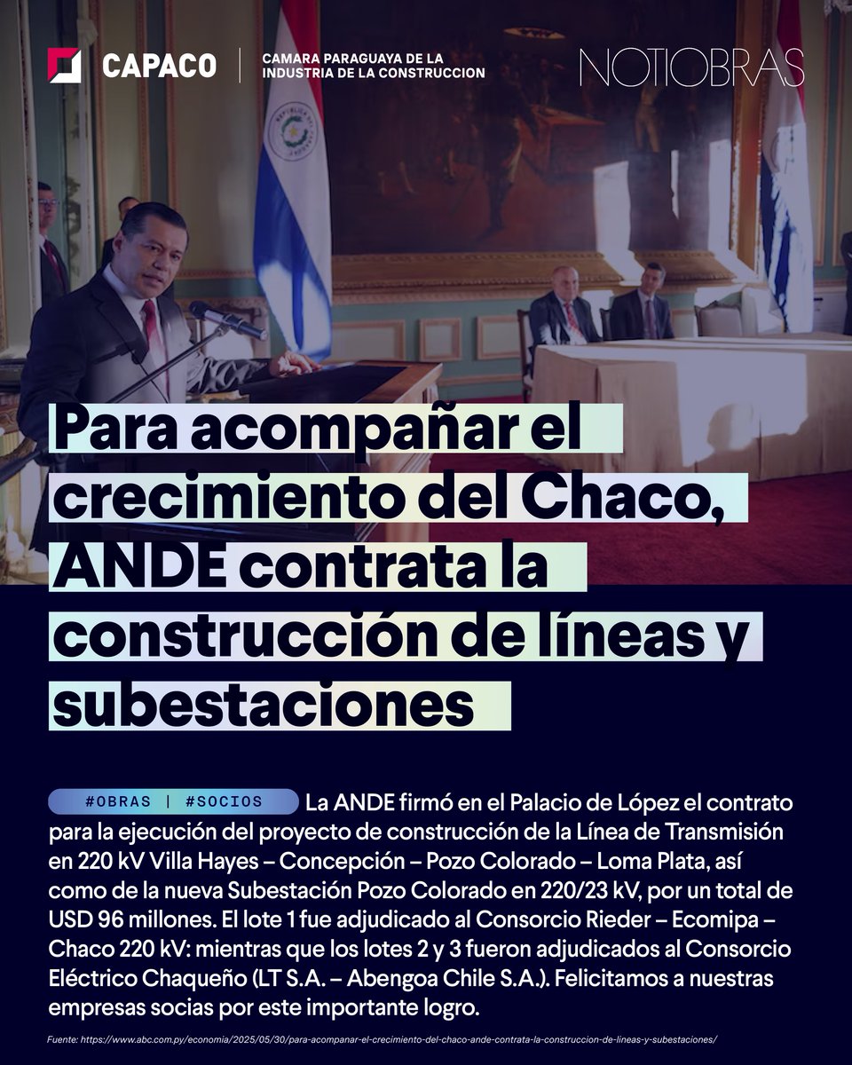 capaco_oficial's tweet photo. 🚧 #NotiObras | Actualidad del sector 1/2
Obras, proyectos, nuevas licitaciones y participación institucional.
Deslizá para conocer las noticias que siguen moviendo a la construcción en Paraguay. 🏗️
#CAPACO
#ParaguayConstruye https://t.co/o9q29EjhZR