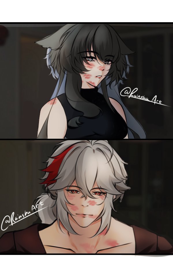 rainshaart_'s tweet image. Kiss mark

#Kazuha #KaedeharaKazuha #Levina #KazuLevi #GenshinImpact