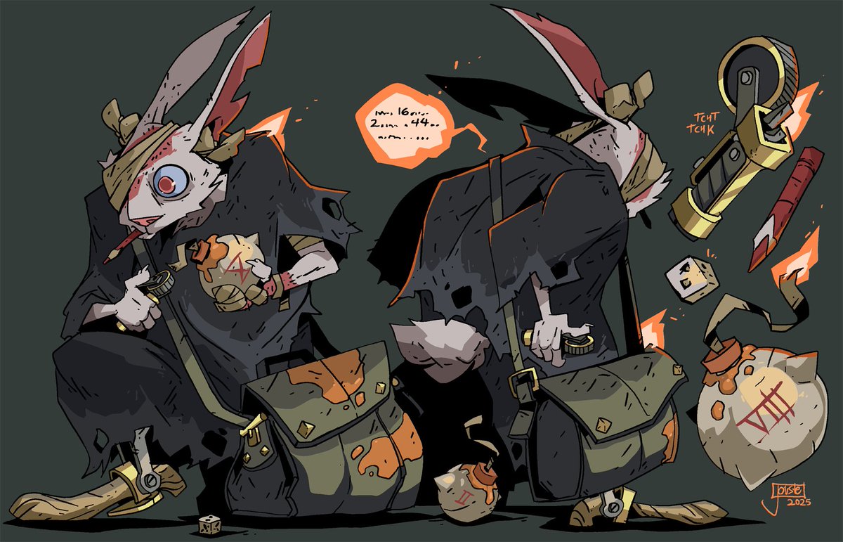Numbers!
The Bunny Bomber of Warren City is here! Protecting his hearing as he hurls grenades into the enemy, Numbers keeps a serene concentration on powder measurements and fuse lengths. His obsession and superstition makes him not very popular when it comes to comrades.
#0596