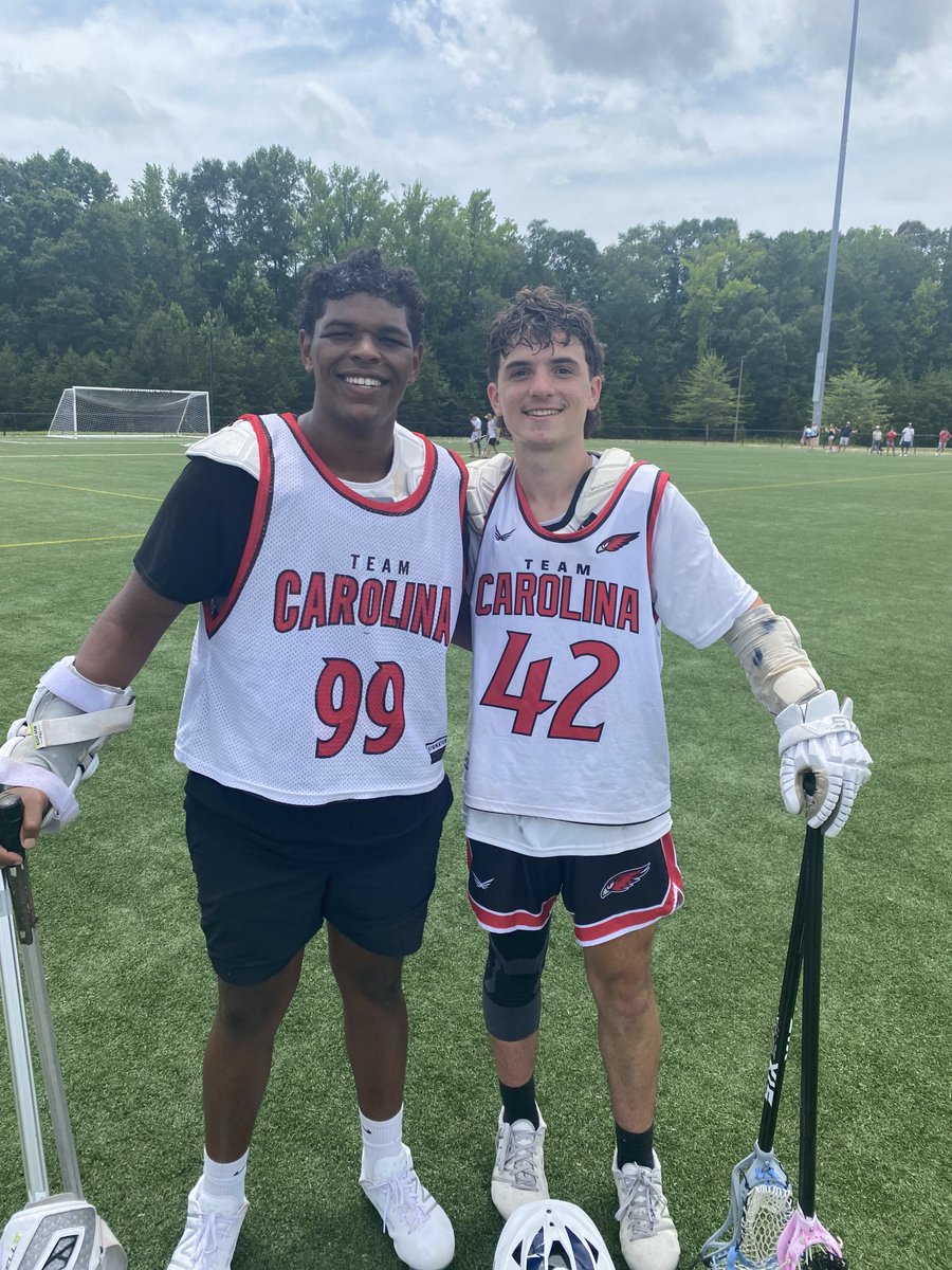 ‘26 Midfielder Jonas Plummer and ‘26 Attackman Brady Kahn playing for Team Carolina 26 Black in Charlotte.