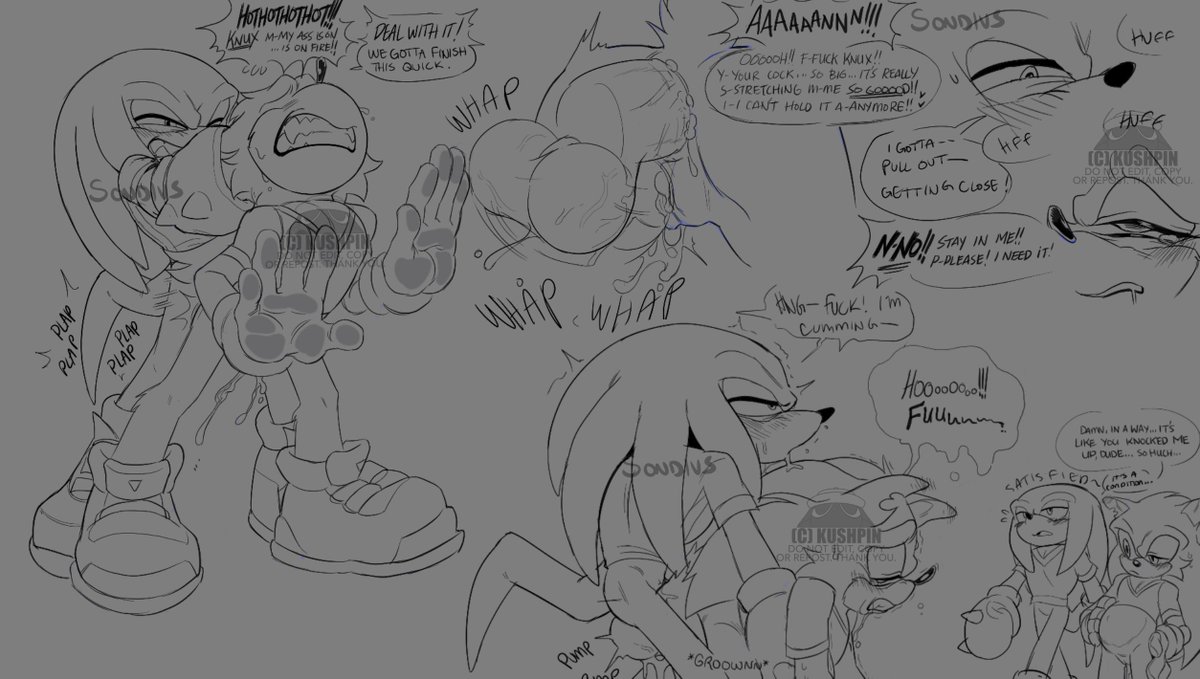 Collab with <a href="/Kushpin_NSFW/">KushpinNSFW @ 💙☁️</a> 
Sonic and Knuckles take a short break before next match to deal with a little...problem