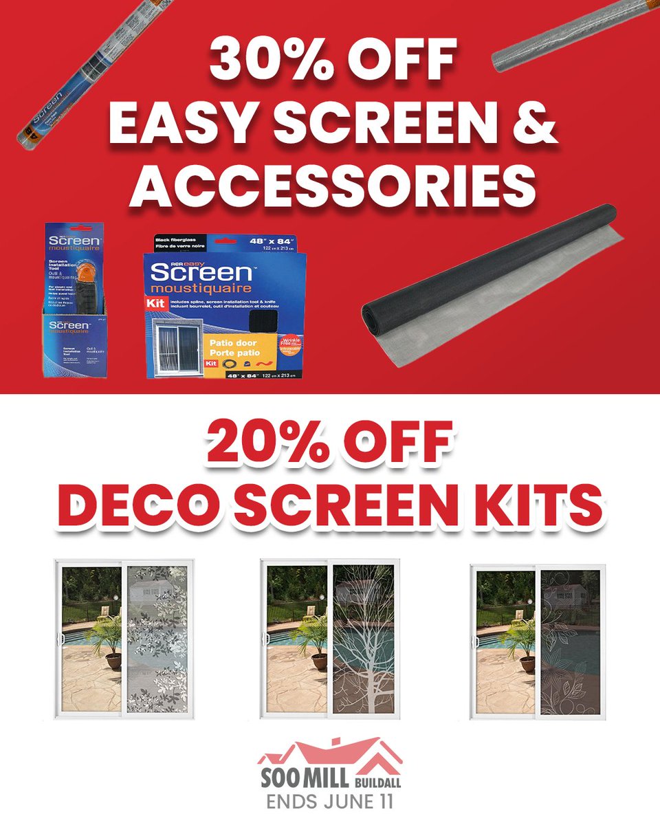 Deals in, Mosquitoes out! Save on screens, kits &amp; accessories! Ends June 11.