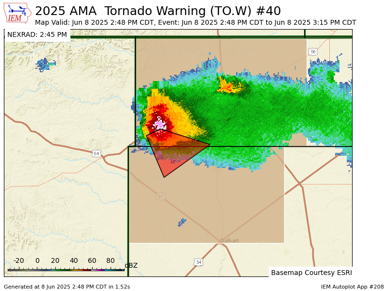 TxStormChasers's tweet photo. AMA issues Tornado Warning [tornado: OBSERVED, hail: 1.50 IN] for Cimarron [OK] and Dallam [TX] till 3:15 PM CDT https://t.co/PRYud0iOyB https://t.co/1RBoEUwYow
