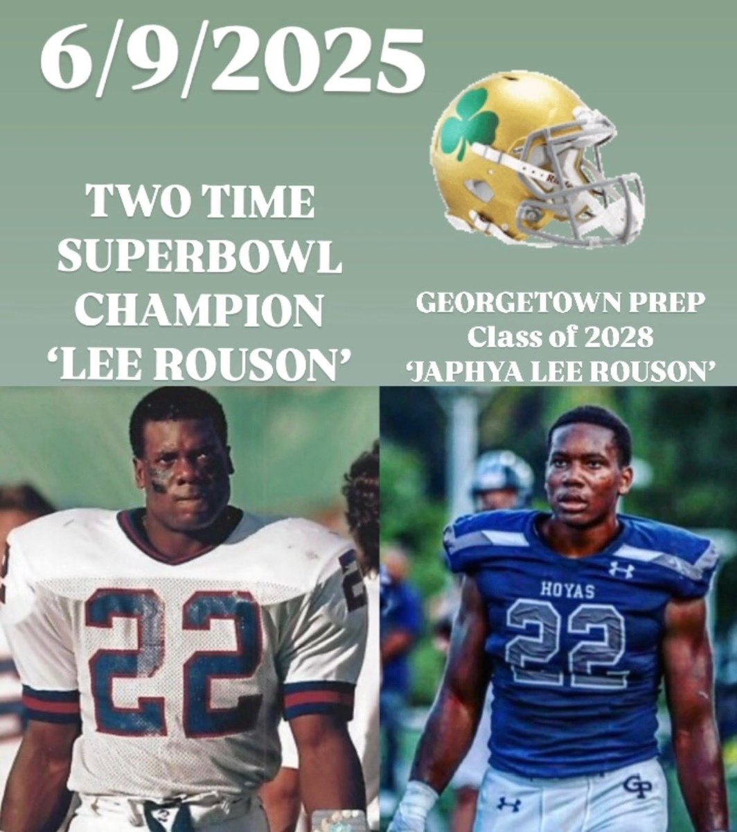 Japhya Rouson (@phyarouson) on Twitter photo Two Time Super Bowl Champion LEE ROUSON (Grandfather) & I FLEW OUT TO SOUTH BEND INDIANA SO I COULD ATTEND CAMP AT “NOTRE DAME” TOMORROW 6/9/2025. LOCKED IN & READY TO COMPETE.
<a href="/coachseider/">Ja’Juan Seider</a> <a href="/JourdanBlake_/">Jourdan Blake</a> <a href="/myraaann/">Myron Tagovailoa-Amosa</a> <a href="/CoachDelaney52/">Rob Delaney</a> <a href="/_RyanDurkin_/">Ryan Durkin</a> <a href="/CarterAuman/">Carter Auman</a> Two Time Super Bowl Champion LEE ROUSON (Grandfather) & I FLEW OUT TO SOUTH BEND INDIANA SO I COULD ATTEND CAMP AT “NOTRE DAME” TOMORROW 6/9/2025. LOCKED IN & READY TO COMPETE.
<a href="/coachseider/">Ja’Juan Seider</a> <a href="/JourdanBlake_/">Jourdan Blake</a> <a href="/myraaann/">Myron Tagovailoa-Amosa</a> <a href="/CoachDelaney52/">Rob Delaney</a> <a href="/_RyanDurkin_/">Ryan Durkin</a> <a href="/CarterAuman/">Carter Auman</a>