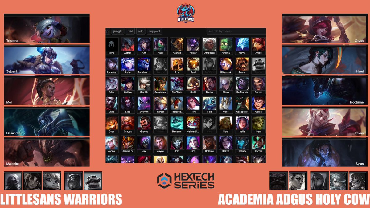 LittleSans (@littlesansteam) on Twitter photo Tenemos draft del último partido
🔵LittleSans Warriors vs <a href="/AcademiaAdgus/">Academia Adgus</a> Holy Cow
⛰️ <a href="/NinymOfficial/">Ninym</a> - Malphite
🐗<a href="/Juuaanmii_94/">Darkpepe94</a> - Sejuani
❇️ <a href="/Jamesin__/">James</a> - Mel
🚀 @chaf - Tristana
🧊<a href="/poretiyo/">𓆰Poretee𓆪</a> - Lissandra
🎙️ <a href="/Shadow_Eidolon/">Seguidor Aleatorio</a> & <a href="/Recoil_Oficial/">Christian Meleiro Gómez</a>
📺ttv/littlesansteam Tenemos draft del último partido
🔵LittleSans Warriors vs <a href="/AcademiaAdgus/">Academia Adgus</a> Holy Cow
⛰️ <a href="/NinymOfficial/">Ninym</a> - Malphite
🐗<a href="/Juuaanmii_94/">Darkpepe94</a> - Sejuani
❇️ <a href="/Jamesin__/">James</a> - Mel
🚀 @chaf - Tristana
🧊<a href="/poretiyo/">𓆰Poretee𓆪</a> - Lissandra
🎙️ <a href="/Shadow_Eidolon/">Seguidor Aleatorio</a> & <a href="/Recoil_Oficial/">Christian Meleiro Gómez</a>
📺ttv/littlesansteam