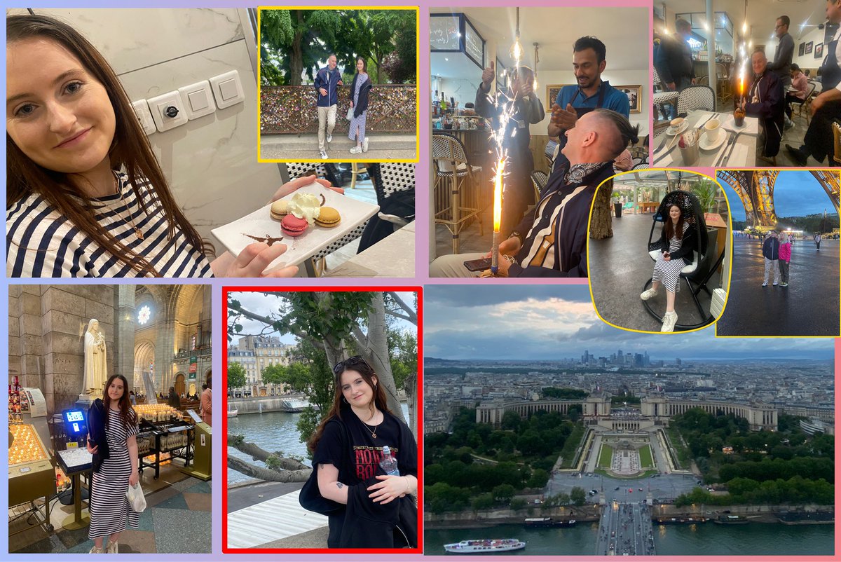 JudeMckerrecher's tweet image. #Tinymomentsofjoy🫶this weekend with Garrie &amp;amp; Grace in Paris - huge kindnessin a café where Garrie was given a little sparkling cake on his Birthday🤲; spiritual places; street art; walks by the Seine; sparkling Eiffel Tower; memories of my mum❤️who loved macarons#grateful 🪷🙏