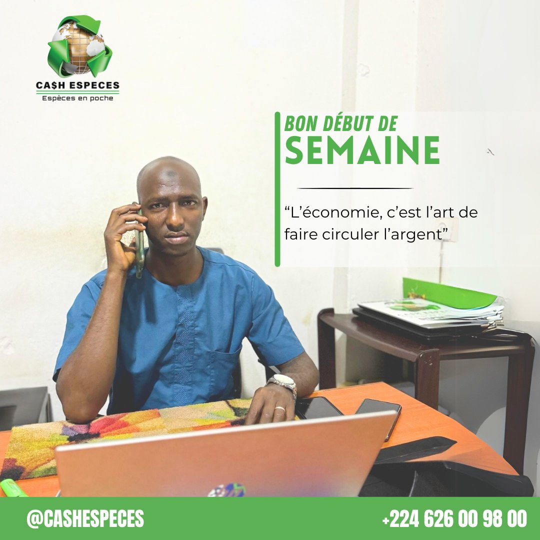 Chaque début de semaine est une nouvelle occasion d’agir, de soutenir, de connecter les gens à travers le monde. 

Transférer de l’argent, c’est un acte de confiance et un moteur de développement.

#CashEspeces #TransfertDargent #ChangeDevises #Guinée