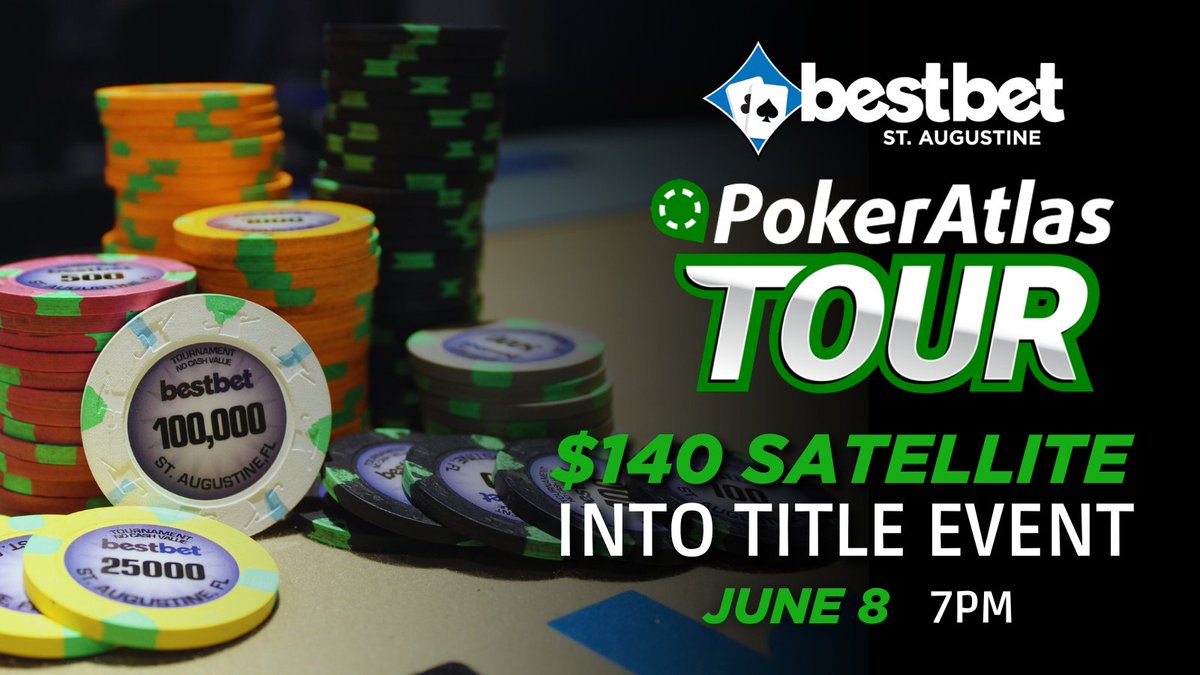bestbet Poker Room (@bestbet_jax) on Twitter photo Starting tonight at 7PM - $140 Satellite into the PokerAtlas Tour Title Event 🏆🌎 Ready to win your way in? Only at bestbet St. Augustine📍
<a href="/PokerAtlas/">PokerAtlas</a> <a href="/PokerAtlasTour/">PokerAtlasTour</a>
#bestbetSTA #pokeratlas #pokeratlastour #satellite #pokertournament #pokerlife Starting tonight at 7PM - $140 Satellite into the PokerAtlas Tour Title Event 🏆🌎 Ready to win your way in? Only at bestbet St. Augustine📍
<a href="/PokerAtlas/">PokerAtlas</a> <a href="/PokerAtlasTour/">PokerAtlasTour</a>
#bestbetSTA #pokeratlas #pokeratlastour #satellite #pokertournament #pokerlife