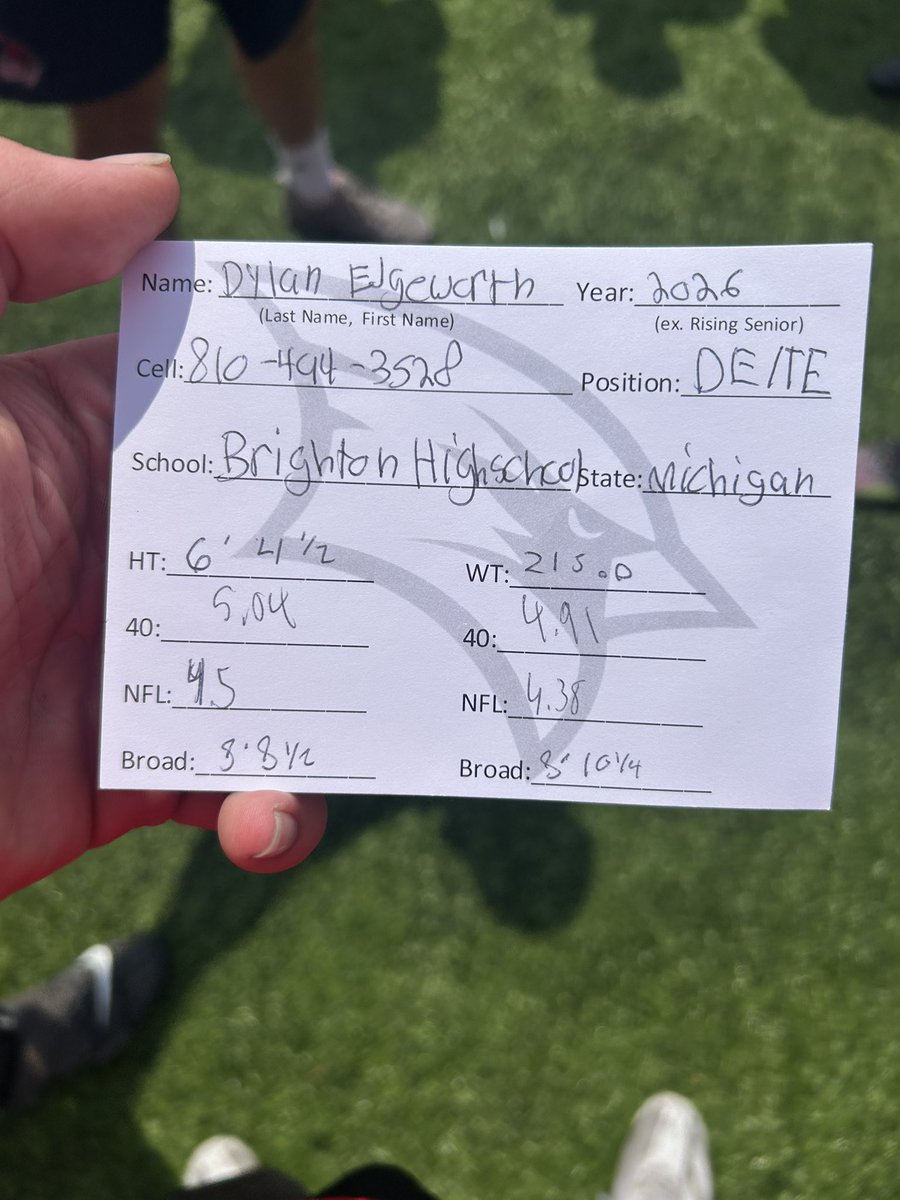Dylan Edgeworth (@edgeworth2026) on Twitter photo Had a great camp today at SVSU. Here are my testing numbers❗️<a href="/CoachGus90/">Niklas Gustav, CSCS</a> <a href="/BClay_9/">Coach Clayton</a> <a href="/rbrady1313/">Ryan Brady</a> <a href="/CoachSchu44/">Joshua Schumacher</a> <a href="/BrentBassham/">Brent Bassham</a> <a href="/BClay_9/">Coach Clayton</a> <a href="/CoachKlaus68/">Brendan Klaus</a> <a href="/godogs_football/">Brighton Football</a> Had a great camp today at SVSU. Here are my testing numbers❗️<a href="/CoachGus90/">Niklas Gustav, CSCS</a> <a href="/BClay_9/">Coach Clayton</a> <a href="/rbrady1313/">Ryan Brady</a> <a href="/CoachSchu44/">Joshua Schumacher</a> <a href="/BrentBassham/">Brent Bassham</a> <a href="/BClay_9/">Coach Clayton</a> <a href="/CoachKlaus68/">Brendan Klaus</a> <a href="/godogs_football/">Brighton Football</a>