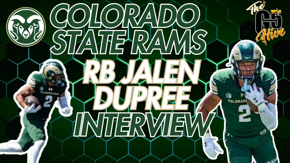 The G5 Hive (@g5hive) on Twitter photo Join Us for a Special Episode as we get to know <a href="/CSUFootball/">Colorado State Football</a> Running Back <a href="/JalenDupree02/">Jalen Dupree</a> a BREAKOUT Star in 2025! Now Available on YouTube, Apple & Spotify! While you are there hit that Subscribe button & give us a follow on X! #RamGrit 🐏 #G5Hive youtu.be/ffvckFDh_IM Join Us for a Special Episode as we get to know <a href="/CSUFootball/">Colorado State Football</a> Running Back <a href="/JalenDupree02/">Jalen Dupree</a> a BREAKOUT Star in 2025! Now Available on YouTube, Apple & Spotify! While you are there hit that Subscribe button & give us a follow on X! #RamGrit 🐏 #G5Hive youtu.be/ffvckFDh_IM