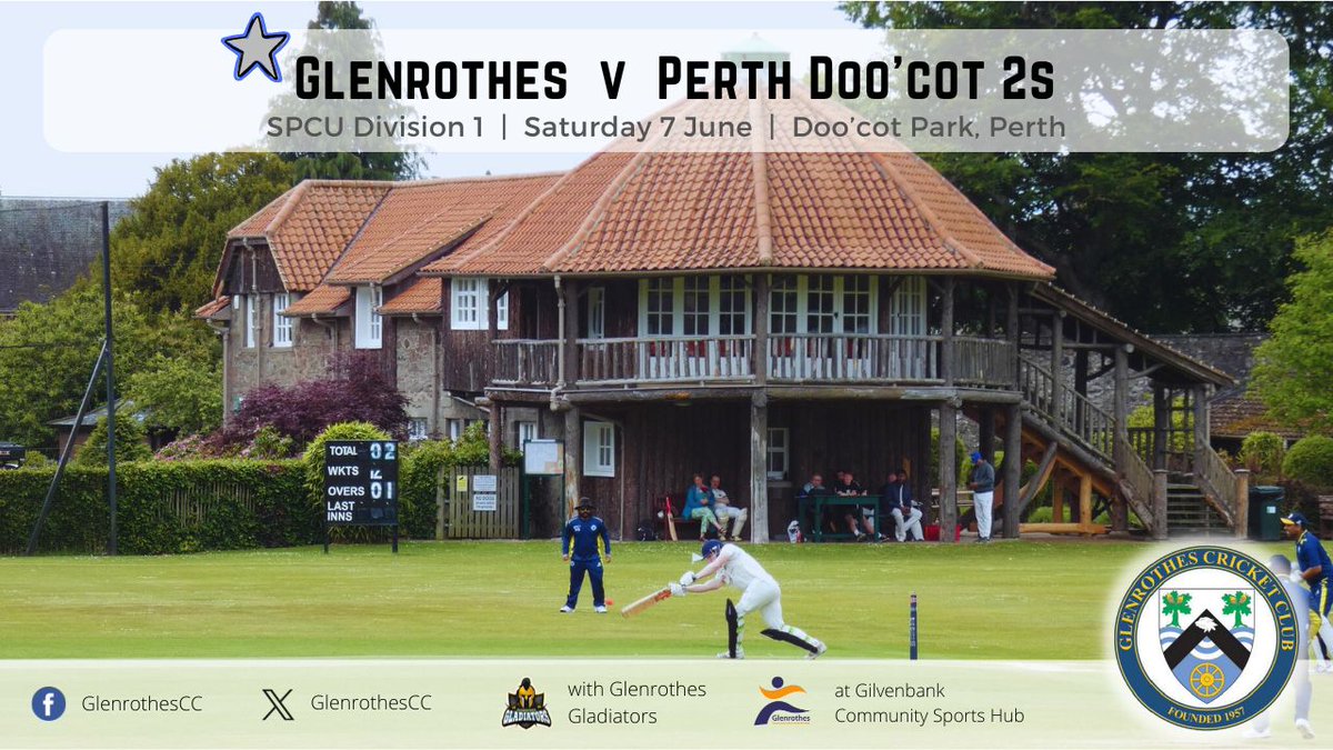 🏏 Glenrothes v Perth Doo'cot 2s MATCH ABANDONED
🏆 SPCU Division 1
📅 Saturday 7th June

A day of persistent, and at times very heavy, rain saw the 1st XI's game at Perth Doo'cot 2nd XI eventually abandoned.

🔗 Fuller (non) match report available at glenrothescc.co.uk/teams/34582/ma…