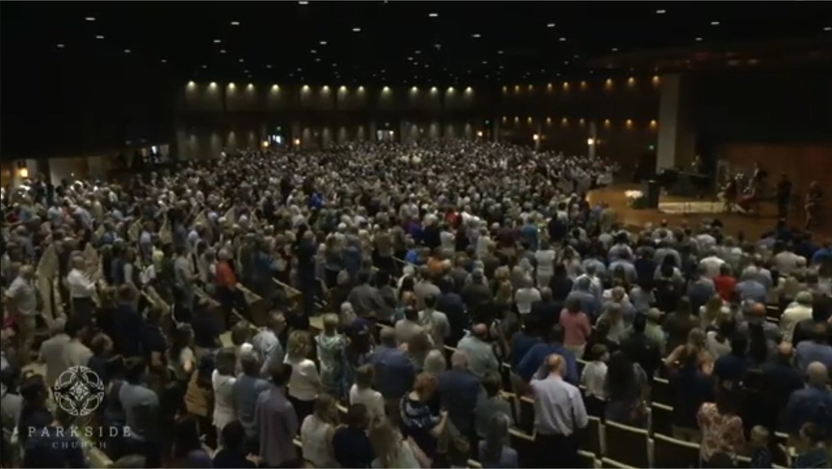 End of an era. Standing ovation following the conclusion of <a href="/AlistairBegg/">Alistair Begg</a> 's final sermon as senior pastor of <a href="/parksidechurch/">Parkside Church</a>, today also being the 45th anniversary of D. Martyn Lloyd-Jones' final sermon.