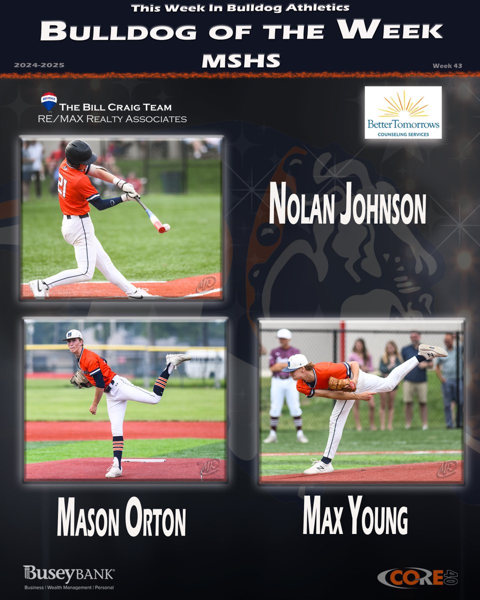 This Week In Bulldog Athletics (@msbulldogscores) on Twitter photo Week 43
๐๐ฎ๐ฅ๐ฅ๐๐จ๐ ๐จ๐ ๐ญ๐ก๐ ๐๐๐๐ค - ๐๐๐๐
These three Bulldogs arguably had the best games of their prep careers this week against quality opponents in high-pressure, high-stakes sectional playoff baseball games. Each played a key role in the success of the team this Week 43
๐๐ฎ๐ฅ๐ฅ๐๐จ๐ ๐จ๐ ๐ญ๐ก๐ ๐๐๐๐ค - ๐๐๐๐
These three Bulldogs arguably had the best games of their prep careers this week against quality opponents in high-pressure, high-stakes sectional playoff baseball games. Each played a key role in the success of the team this