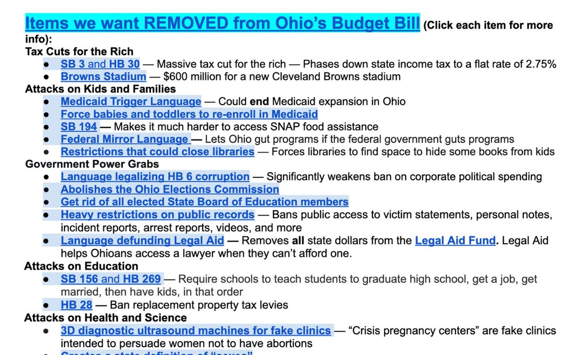 I wish everyone in #Ohio knew how state politicians are trying to spend their tax dollars

This budget bill is inhumane. No other way to describe it. Republicans are openly trying to give tax cuts to billionaires by hurting literally everyone else
bit.ly/OhioBudget2025