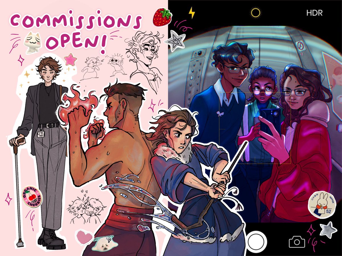 CalMore_'s tweet image. Its official! I’ve opened commissions 🥳✨ prices below in 🧵 DM me for slots! 💕⭐️💫