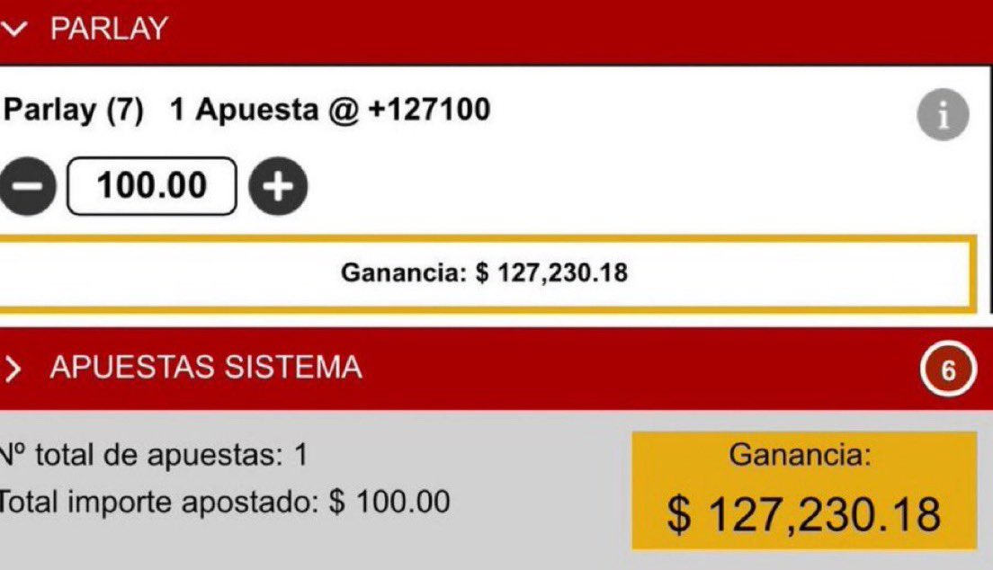 ¿Te la juegas por 127,000? 

Le pasaran este parlay a todos los que den ❤️ y se unan aquí: 

t.me/+CQLABbqeJbI5M…

Lo subirán en 10 minutos! 🚨