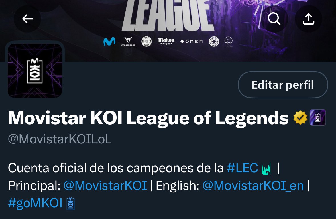 MovistarKOILoL's tweet photo. NEW BIO 🏆 https://t.co/XDzzgaQ6yo