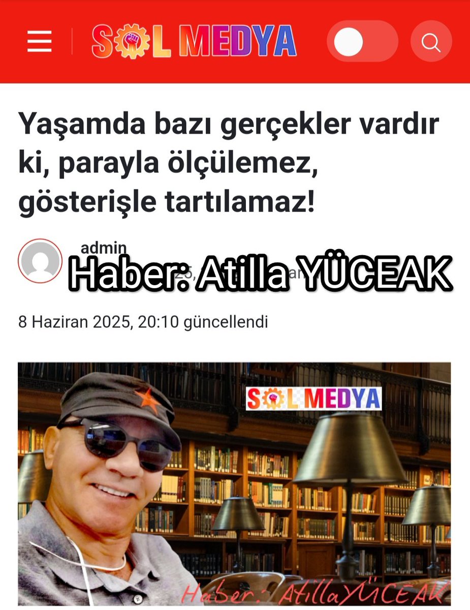 Latife anam gibi okuma yazma bilmeyen bir annenin, eğitim emekçisi bir babanın çocuğuna verebileceği en değerli miras, onurlu bir yaşamdır.

Tıklayıp haberin tümünü okuyalım mı!
Yaşamda bazı gerçekler vardır ki, parayla ölçülemez, gösterişle tartılamaz! - solmedya.com/2025/06/08/yas…