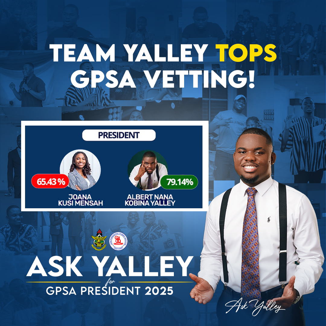 ASKYalley's tweet image. Who’s ready to lead? The vetting panel has answered emphatically and unambiguously✅🤝

The unparalleled experience, ✨competence and stupendous display of vision and policy have culminated in this categorical result🔥

Who is best to lead GPSA-KNUST? Stop wondering, ASK Yalley‼️