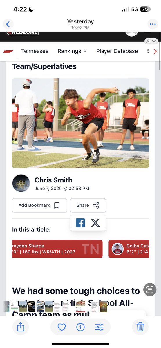 Brayden Sharpe (@braydensharpe_) on Twitter photo Thankful to be named to <a href="/PrepRedzoneTN/">Prep Redzone Tennessee</a> All-Camp 1st team. Work still to be done! 🤘🏼#gomavs <a href="/CSmithScout/">Chris Smith</a> <a href="/PennySmith_/">Smith</a> <a href="/Grade_aTraining/">🅰️</a> <a href="/MaverickAD1/">GaryTerry</a> <a href="/acmavrecruiting/">Anderson County Maverick Football Recruiting</a> <a href="/ACMav4Life/">ACMavFootball</a> <a href="/BuckFitz/">NPA/SUPERMAX 100</a> <a href="/WRHitList/">WR Hit List</a> <a href="/One11Recruiting/">One11 Recruiting</a> <a href="/beyond_grind/">Kaylen Stewart Sr.</a> <a href="/TeamUp7v7/">TeamUp7v7</a> Thankful to be named to <a href="/PrepRedzoneTN/">Prep Redzone Tennessee</a> All-Camp 1st team. Work still to be done! 🤘🏼#gomavs <a href="/CSmithScout/">Chris Smith</a> <a href="/PennySmith_/">Smith</a> <a href="/Grade_aTraining/">🅰️</a> <a href="/MaverickAD1/">GaryTerry</a> <a href="/acmavrecruiting/">Anderson County Maverick Football Recruiting</a> <a href="/ACMav4Life/">ACMavFootball</a> <a href="/BuckFitz/">NPA/SUPERMAX 100</a> <a href="/WRHitList/">WR Hit List</a> <a href="/One11Recruiting/">One11 Recruiting</a> <a href="/beyond_grind/">Kaylen Stewart Sr.</a> <a href="/TeamUp7v7/">TeamUp7v7</a>