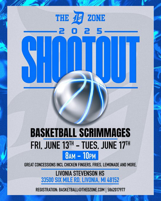 Schedule for this weeks games <a href="/TheDZoneBBall/">The D Zone Basketball</a> shootout