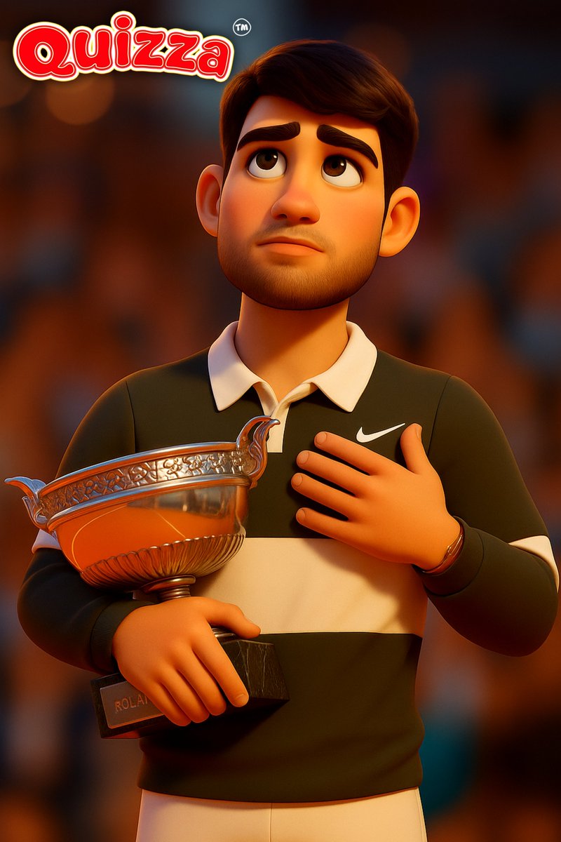QuizzaSport's tweet photo. Carlos Alcaraz wins the 2025 Roland Garros!
By age 22, one month, and three days old - Five Grand Slams ๐๐๐๐๐, One Olympic silver medal ๐ฅ.
Wow!
Play Tennis quiz on Quizza and win cool cash! 50K up for grabs!
#Quizza #CarlosAlcaraz #RolandGarros2025 https://t.co/7mhJo4rh0D