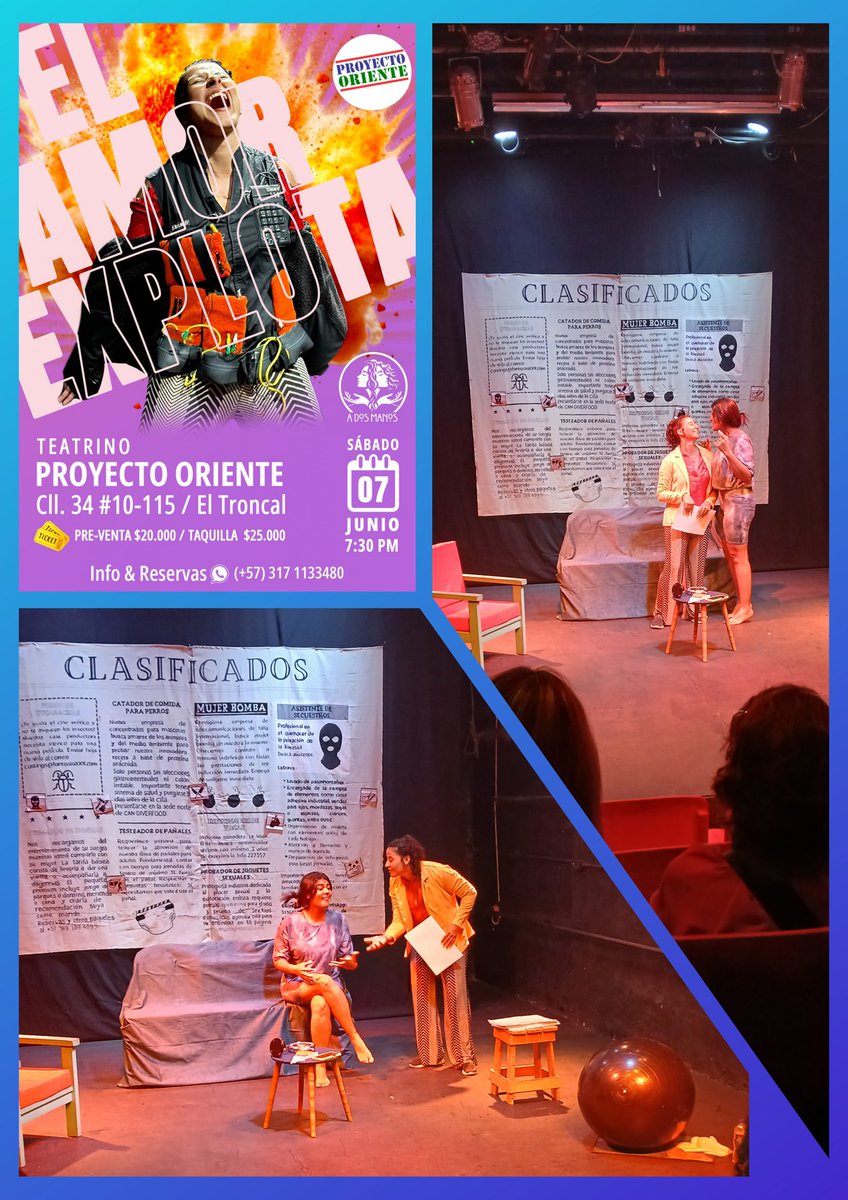 #LaRadioCultural 
El 7 Jun, asistimos al Teatrino de @proyectooriente en la comuna 8, para ver "El Amor Explota" @teatroadosmanos una obra que muestra situaciones cotidianas diálogos con profundidad a cerca de la vida de una manera divertida y reflexiva.
<a href="/mincultura/">MinCultura Colombia</a> <a href="/CaliCultura/">Secretaría de Cultura - Santiago de Cali</a>