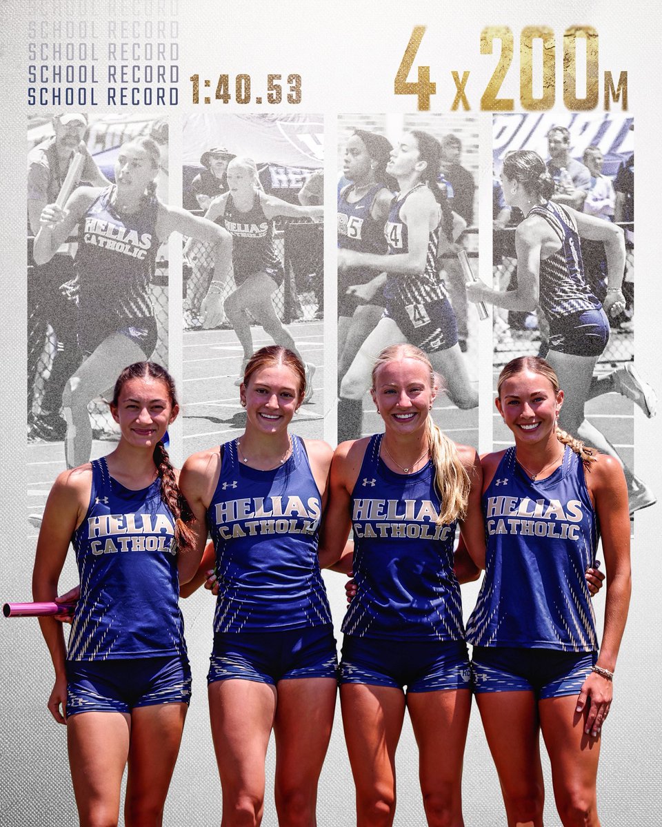 💥SCHOOL RECORD💥At this year’s Sectional Meet our girls 4x200m relay team smashed our school record. Their time of 1:40.53 beat our old record by almost 3 seconds. The team of Deaven Duemmel, Kenadi Harrison, Corynn Frank, &amp; Isla Alfultis had an amazing run! Great job girls!