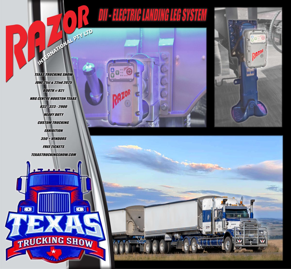 RazorInt's tweet image. Razor offers tailored upgrades to match your unique set up!
Designed to prioritise safety &amp;amp; enhance efficiency for truckers.

Come see us at the Texas Trucking Show booth #821
to get an up close, hands on look at your next upgrade!

Free tickets at: TEXASTRUCKINGSHOW.COM