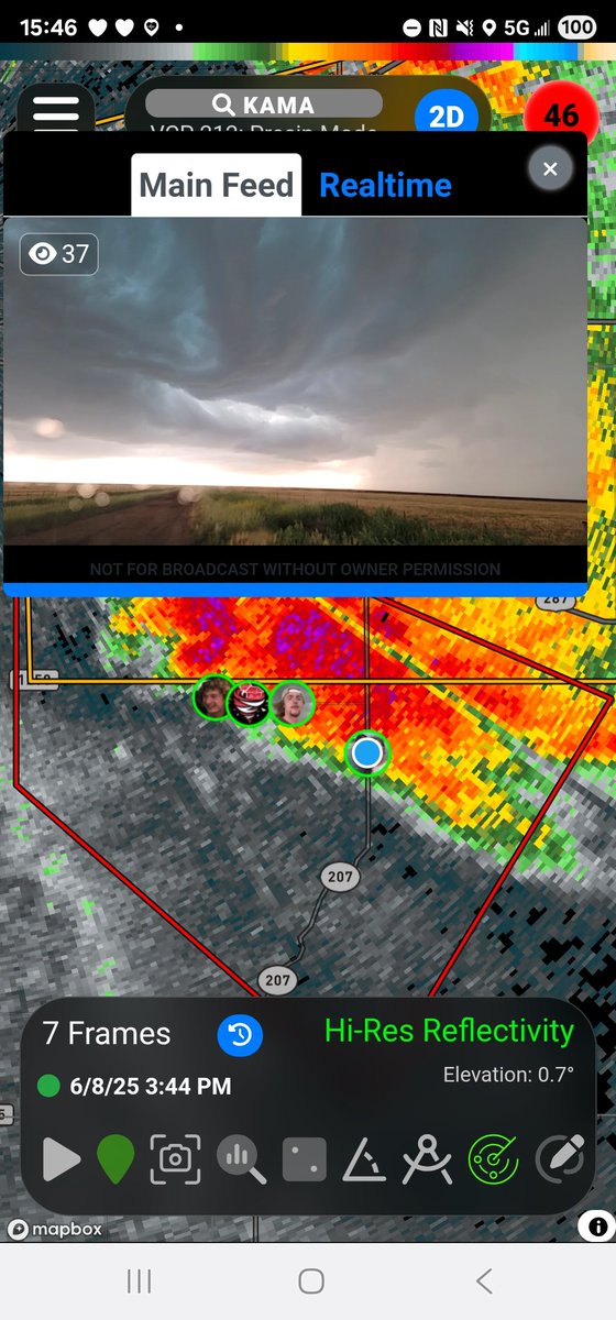 LIVE from a TORNADO warned supercell east of Amarillo, Texas in the <a href="/RadarOmega/">RadarOmega</a> app now!
