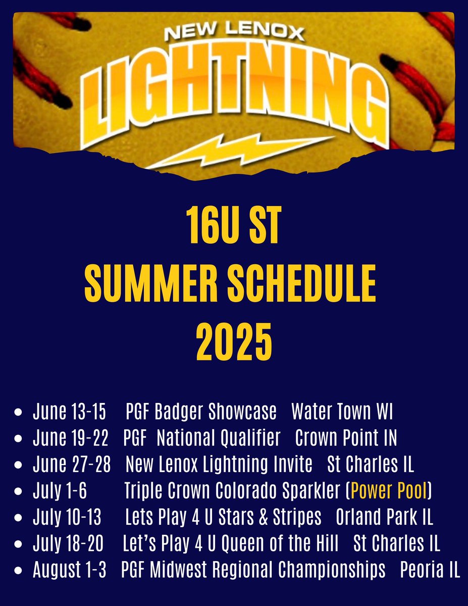 Come check us out this summer! <a href="/maddy_matthys/">Maddy</a> <a href="/AlysssaMoreno/">Alyssa Moreno</a> <a href="/SAUBeesSoftball/">St. Ambrose University Fighting Bees Softball</a> <a href="/cierra_taylor16/">Cierra Taylor</a> <a href="/CoachBeckyPearl/">Becky Pearl</a> <a href="/coachakcer/">Christine Akcer</a> <a href="/ChaninLuz/">Chanin Luz Billings</a> <a href="/CoachRonFerrill/">Ron Ferrill</a> <a href="/Kyle_coachK/">Kyle Gross</a> <a href="/torikeilman/">tk</a> <a href="/NLLightningST/">New Lenox Lightning</a> <a href="/NLL18UGold/">New Lenox Lightning 18U Gold</a> <a href="/LWE_SB/">LWE Softball</a> <a href="/jimdonovan45/">Jim Donovan</a>