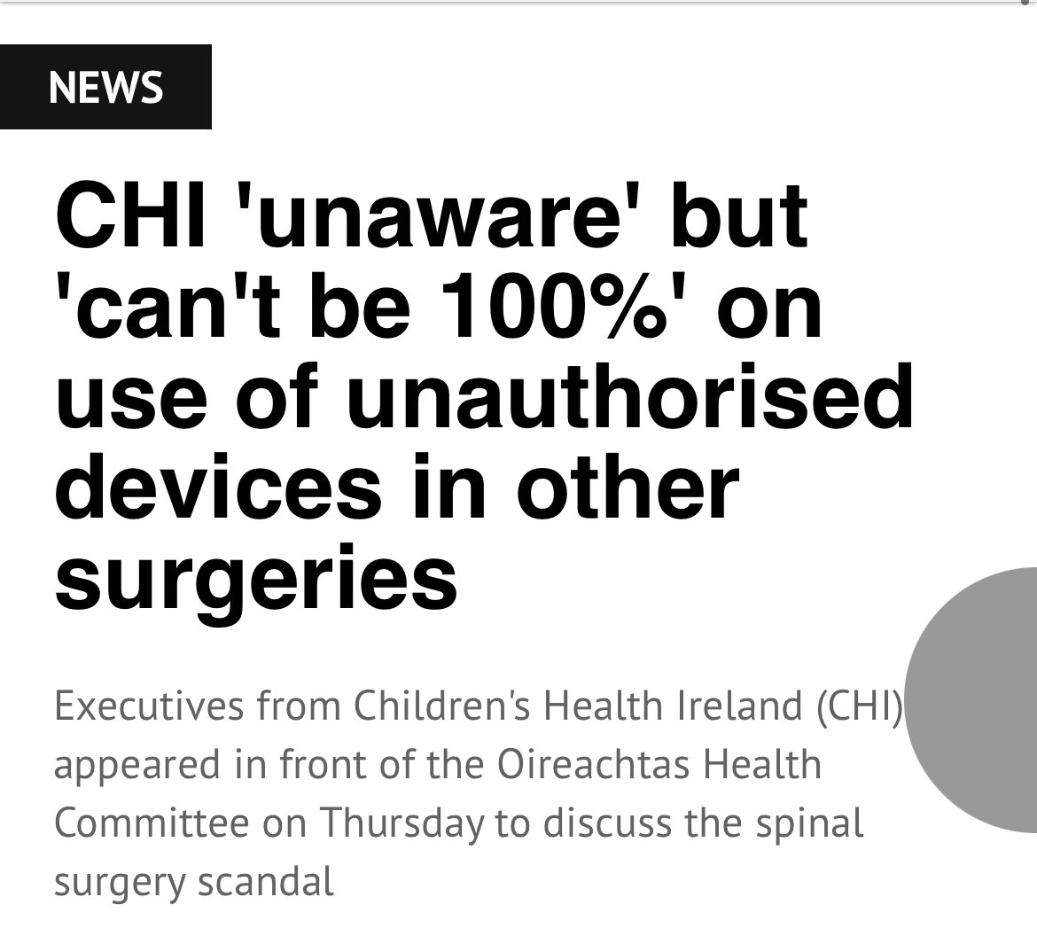 The Scoliosis Advocacy Network #BackUs (@scolionetwork) on Twitter photo If Jennifer Carroll MacNeill truly listened to parents, she’d call for an independent statutory inquiry. <a href="/CarrollJennifer/">Jennifer Carroll MacNeill TD</a>
If a wait list audit is necessary, then so is a medical device audit. <a href="/TheHPRA/">HPRA</a>
Families have reported serious concerns at <a href="/CHI_Ireland/">Children's Health Ireland</a> , including:
– If Jennifer Carroll MacNeill truly listened to parents, she’d call for an independent statutory inquiry. <a href="/CarrollJennifer/">Jennifer Carroll MacNeill TD</a>
If a wait list audit is necessary, then so is a medical device audit. <a href="/TheHPRA/">HPRA</a>
Families have reported serious concerns at <a href="/CHI_Ireland/">Children's Health Ireland</a> , including:
–