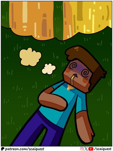 ScaiQuest's tweet image. 🥳New comic: "Midas touch"! A cautionary tale about culinary excess. 🤢

👀Join us on Patreon (patreon.com/scaiquest) for early &amp;amp; behind-the-scenes access, HD art and bonus panels!

#minecraft #minecraftcomic #minecraftart #comicstrip #webcomic #minecraftmemes