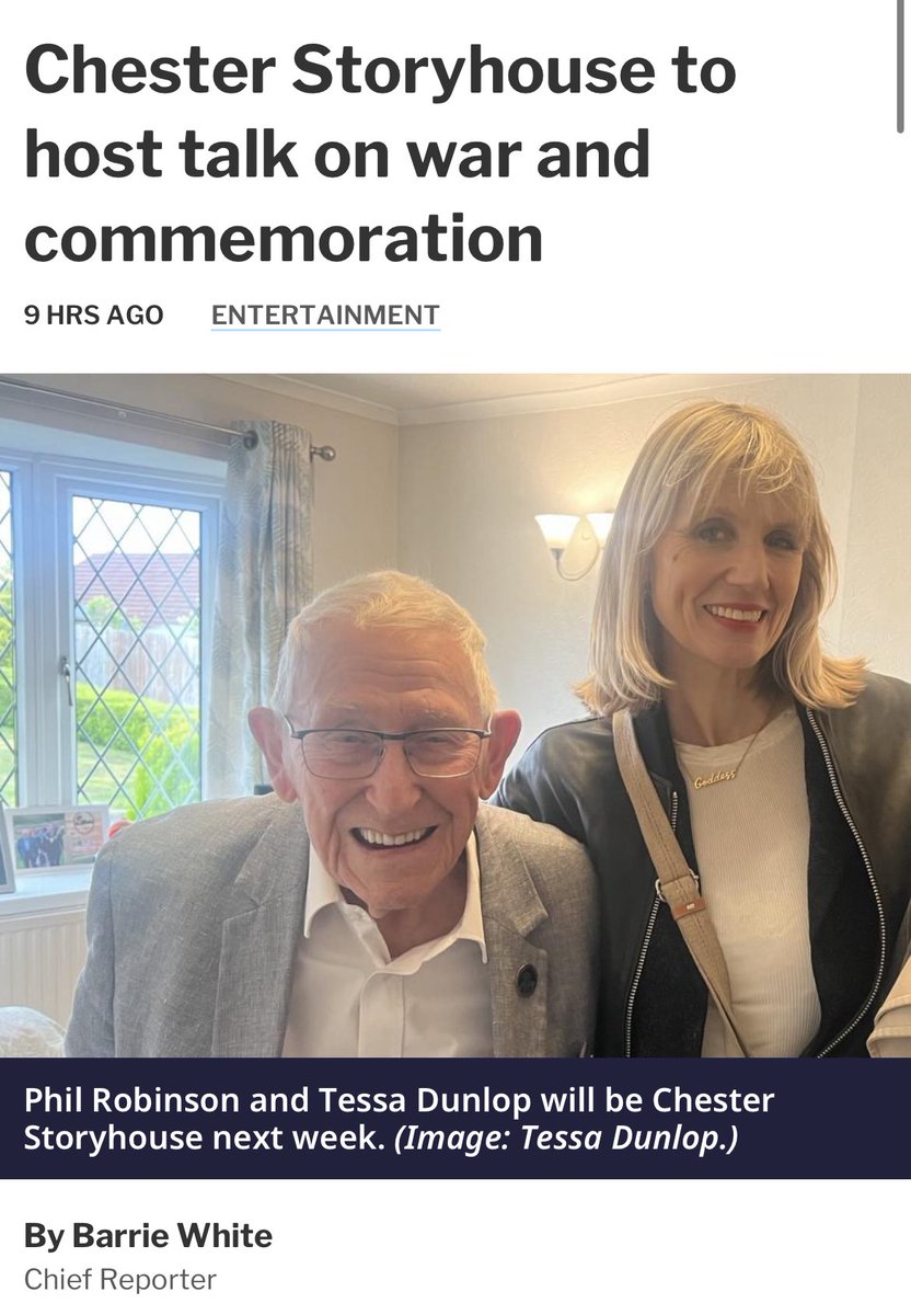 HistFestUK's tweet photo. Chester Storyhouse to host talk on war and commemoration - @Tessadunlop on her upcoming event! 

https://t.co/xtcelhaQIY https://t.co/Kf2LqeEKjW