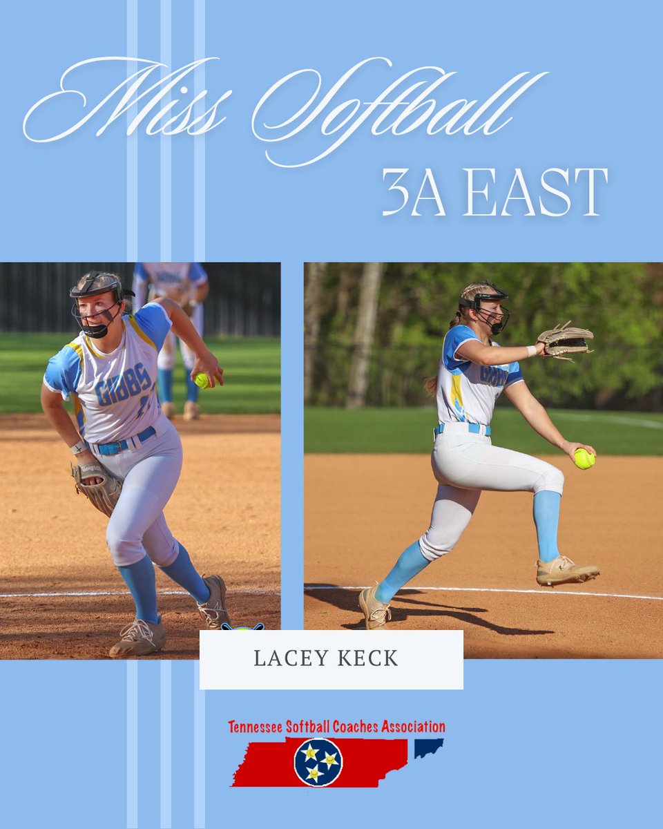 Congratulations to Lacey Keck who was named Miss Softball for 3A East by the Tennessee Softball Coaches Association!