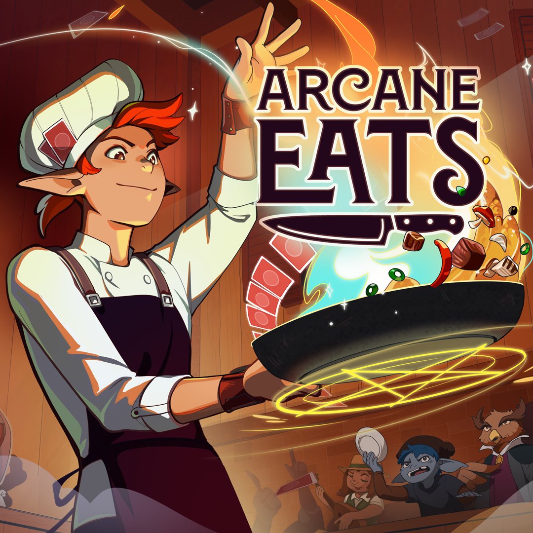 Hey, we just announced our new game Arcane Eats today with <a href="/pcgamer/">PC Gamer</a> at the #PCGamingShow!!! AHHH! Come get a taste of this fantasy cooking roguelike deckbuilder and listen to me ramble about how I love cooking but can't follow a recipe - mailchi.mp/6459d3d2dca6/i…