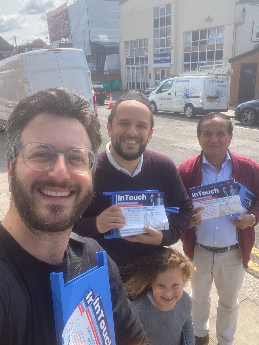 Out and about today in the sunshine to deliver our In Touch, letting residents across Hendon know how we've been improving the area over the past three years
