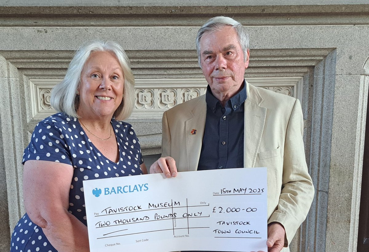Tavistock Museum were (and still are) very grateful after we were presented with a cheque for £2,000 by way of a grant from Tavistock Town Council 🫶

We are so excited to say that the money will go towards making the museum more accessible to our visitors. ♥️

#thankyou