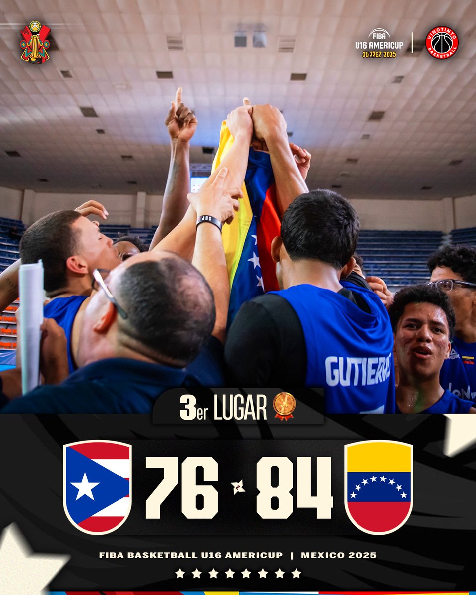 v1nobasketball's tweet photo. 🚨¡𝐆𝐀𝐍𝐀𝐌𝐎𝐎𝐎𝐎𝐎𝐎𝐒!🚨

👀 La medalla de Bronce es para 𝐕𝐄𝐍𝐄𝐙𝐔𝐄𝐋𝐀 🥉🇻🇪🇻🇪🇻🇪🇻🇪

#FIBA  #AmeriCupU16  🇲🇽🏀 #JuntosSomosMas https://t.co/KCxMxbnJWo