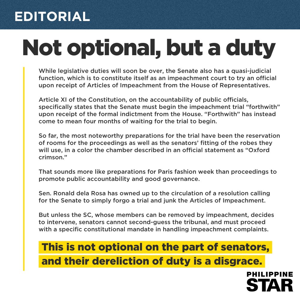 TODAY'S EDITORIAL: When the independent republics of the Senate don’t want to do something, they find impressive ways of shirking even a constitutional duty. tinyurl.com/5x7jyszk