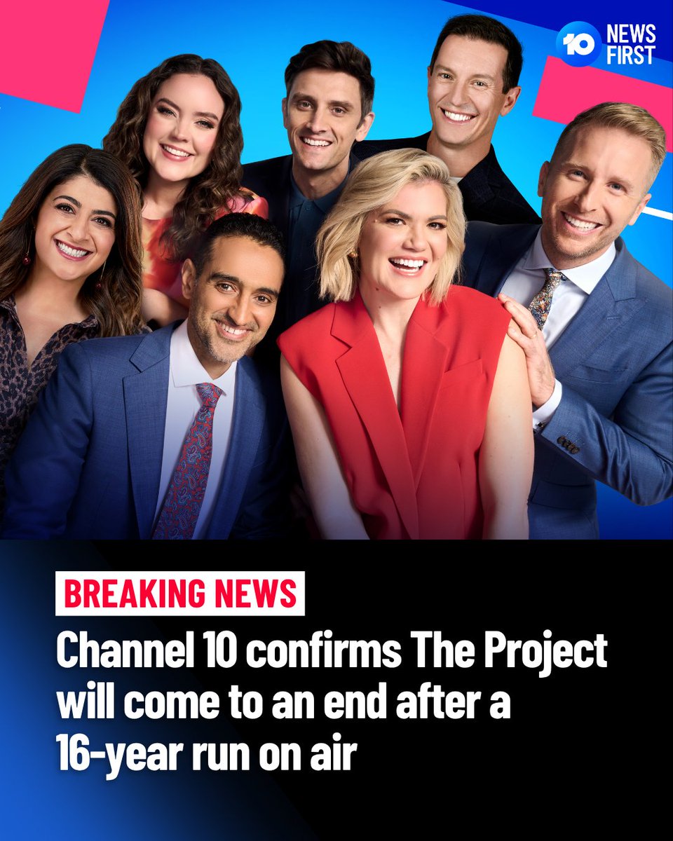 #BREAKING: Channel 10 officials have this morning confirmed that The Project will come to an end after a 16-year run on-air.

The beloved news &amp; current affairs show began its life as The 7PM Project in 2009, featuring an initial panel of Carrie Bickmore, Charlie Pickering, and
