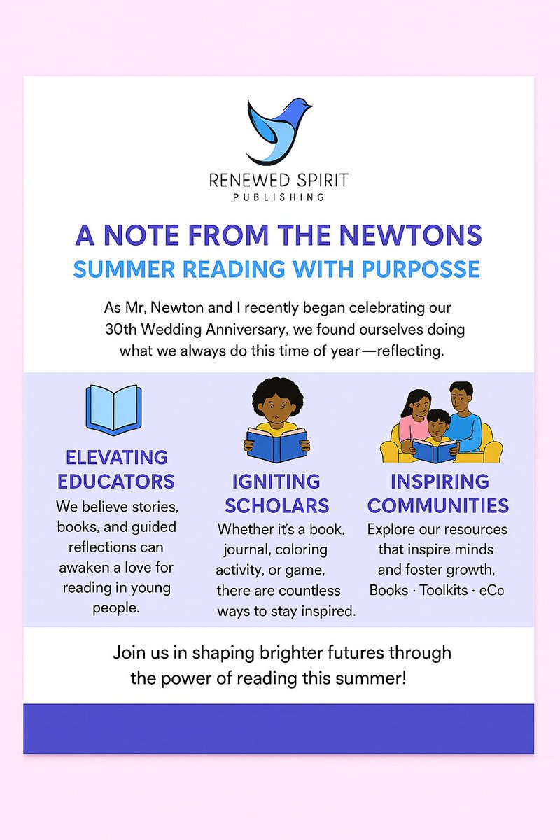 ✨ A Note from the Newtons: Summer Reading w/Purpose ✨
As Mr. Newton &amp; I began celebrating our 30th wedding anniversary, we did what we do each year — reflected… Explore Swag, books, etc. renewedspiritpublishing.org/category/all-p… Speaker: form.jotform.com/231597010410040