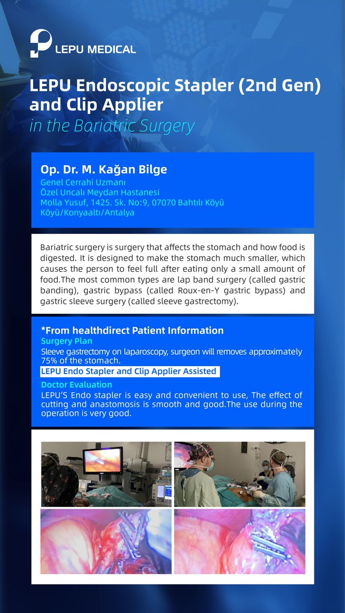🚀 Bariatric Surgery with LEPU’s 2nd Gen Endoscopic Stapler &amp; Clip Applier!

#BariatricSurgery #MedicalInnovation #LEPU #SleeveGastrectomy #MinimallyInvasive #SurgicalExcellence #HealthcareAdvancement 

Contact us 📧>>marketing@lepu-medical.com 
>>en.lepumedical.com