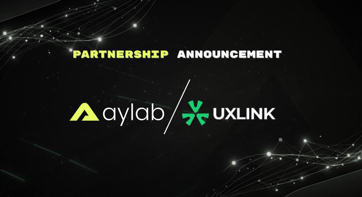 🚨 Partnership Announcement 🚨
Aylab 🤝 UXLink 

We’re excited to team up with <a href="/UXLINKofficial/">UXLINK</a> , the largest social infrastructure and entrance for Web3!

🔹 UXLink enables users to build, connect, and grow communities directly from Web2 platforms — creating seamless on-ramps
